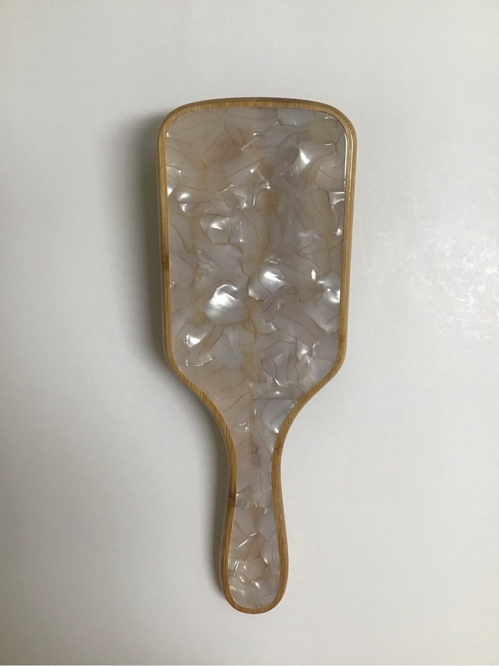 BAMBOO Paddle Hair Brush Wood MOTHER OF PEARL Bath Vanity Pearlessence Luxe NEW - Picture 15 of 16